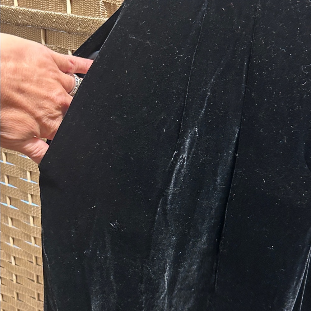Omo Norma Kamali Black Velvet Trousers high waist 2 - Picture 3 of 9